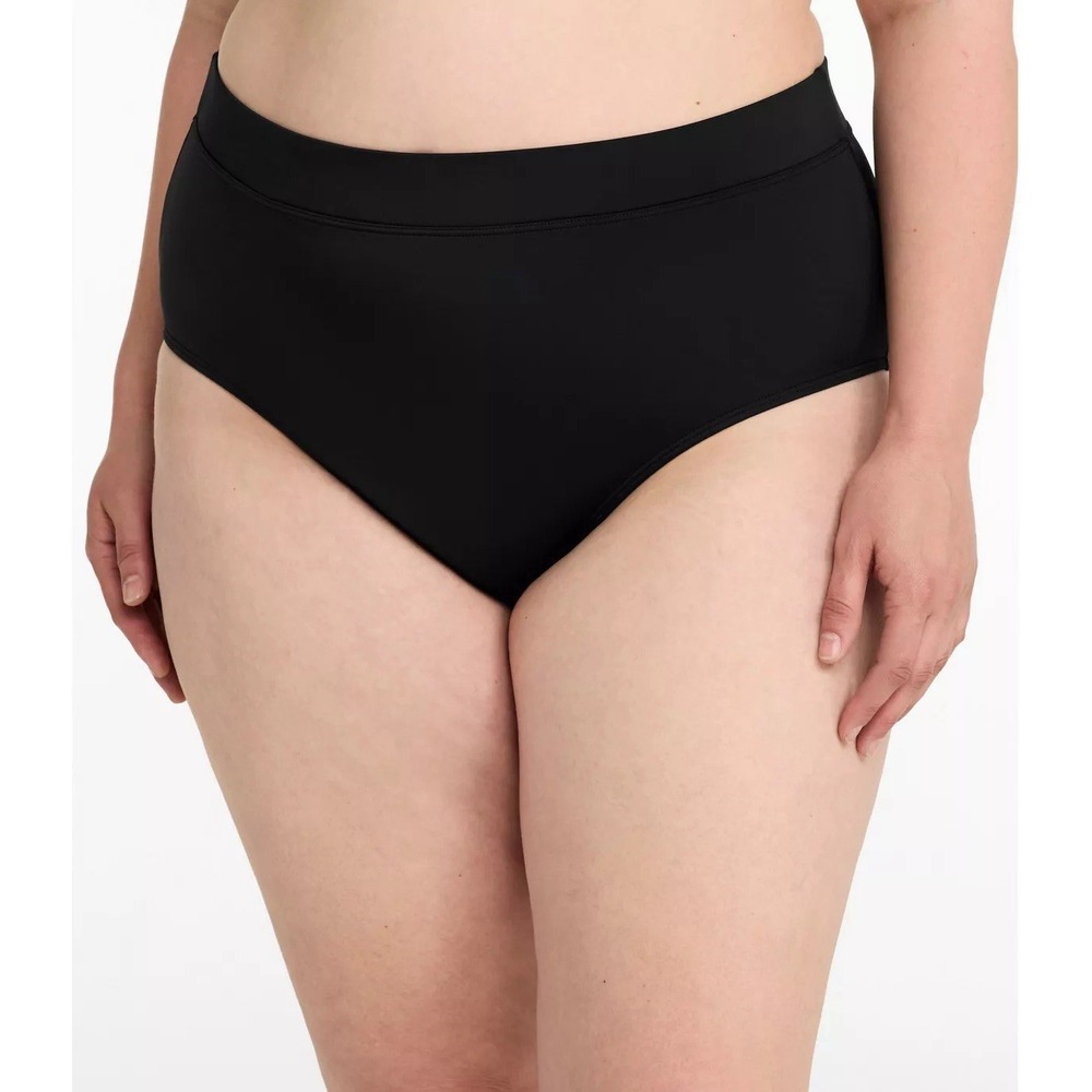 L.L. Bean Women's BeanSport Swimwear Mid-Rise Brief Black NWT 22W‎